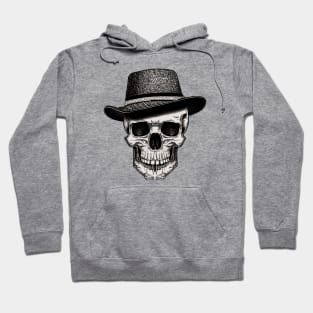 Skull wearing a fedora hat Hoodie